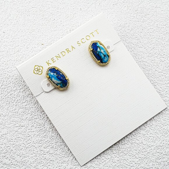 Kendra Scott Blue Mixed Cubic Zirconia Stud Earrings - Picture 1 of 1